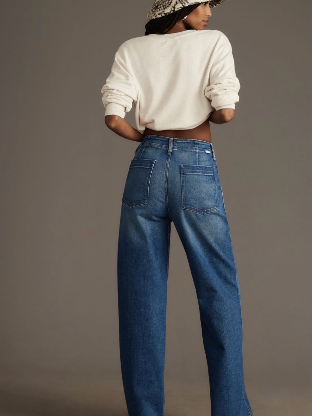 MOTHER Denim The Major Zip Skimp High Rise Jeans in Medium Blue Wash - Picture 14 of 15